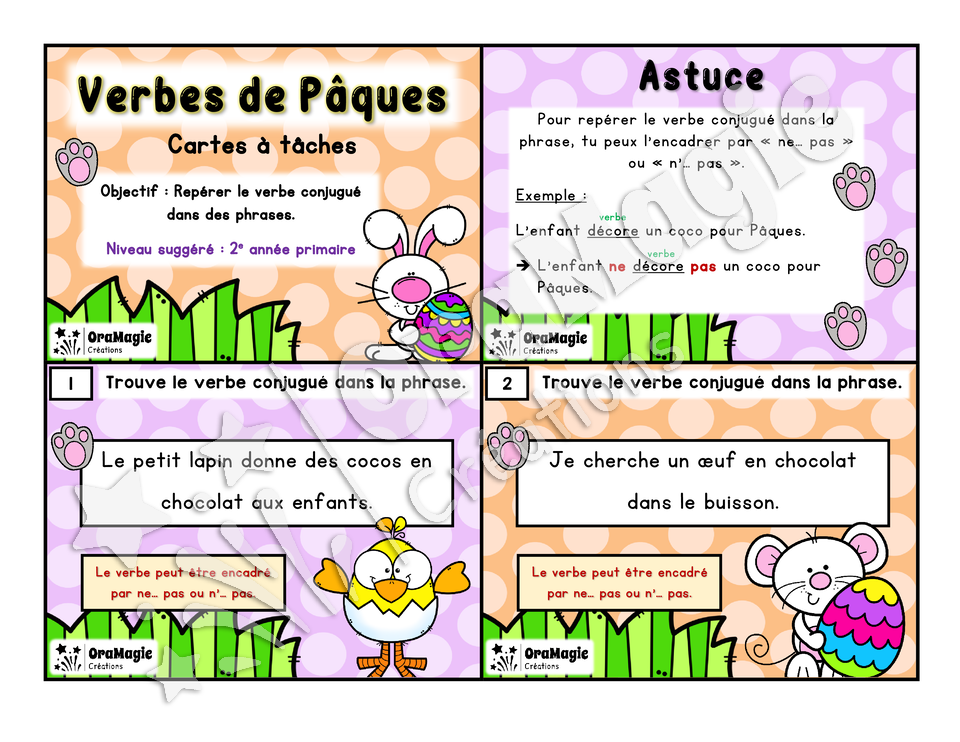 Cartes à tâches - Verbes de Pâques - 2e année.pdf