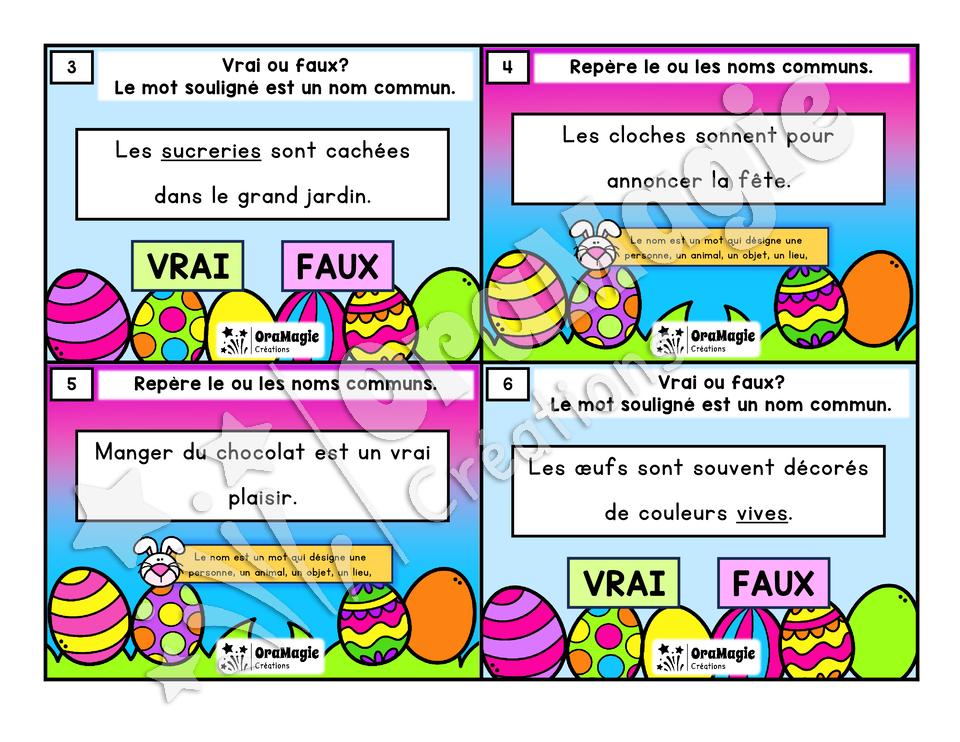 Cartes à tâches - Chasse aux noms - 2e année