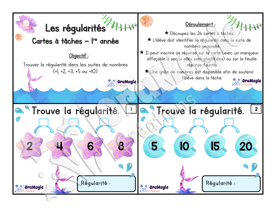 Cartes à tâches - Trouve les régularités - 1re année - Mathématiques.pdf