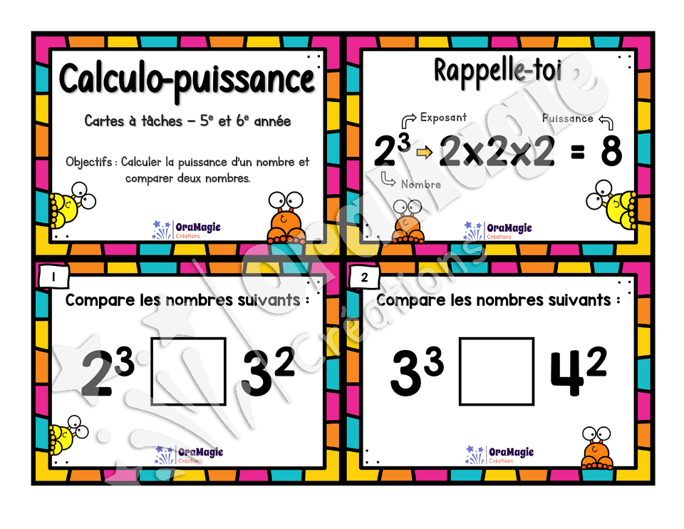 Cartes à tâches - Calculo-puissance - Calculer la puissance des nombres - 5e-6e année - 5$.pdf
