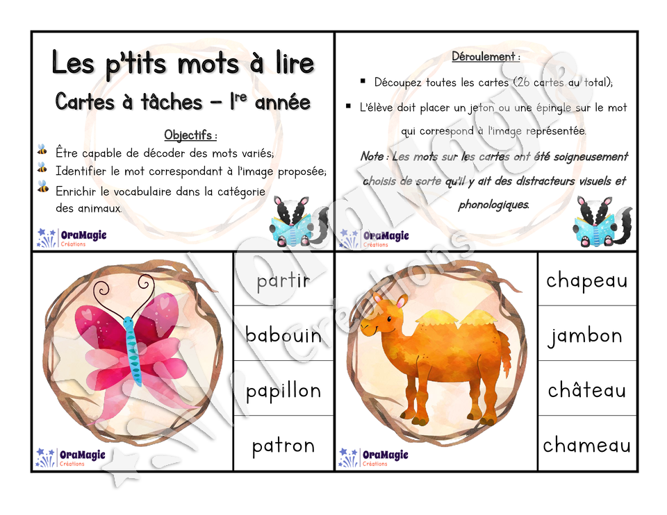 Cartes à tâches - Les p'tits mots à lire - 1re année - Décodage de mots.pdf