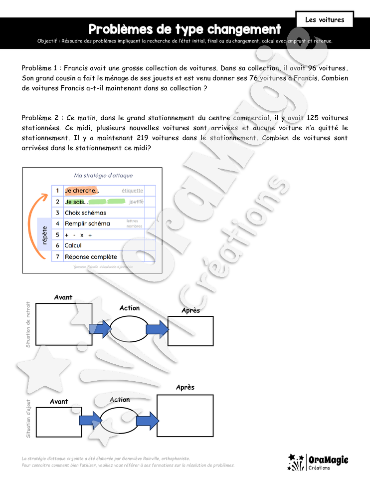 Problèmes de type changement - Calcul avec emprunt et retenue - Grands nombres - Voitures - 3$.pdf
