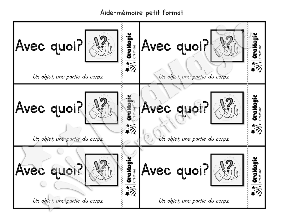 Affiche et aide-mémoire AVEC QUOI - Pronom interrogatif
