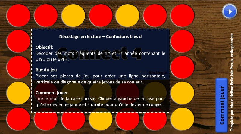 Connect 4 - Confusions b vs d - mots 1re-2e année