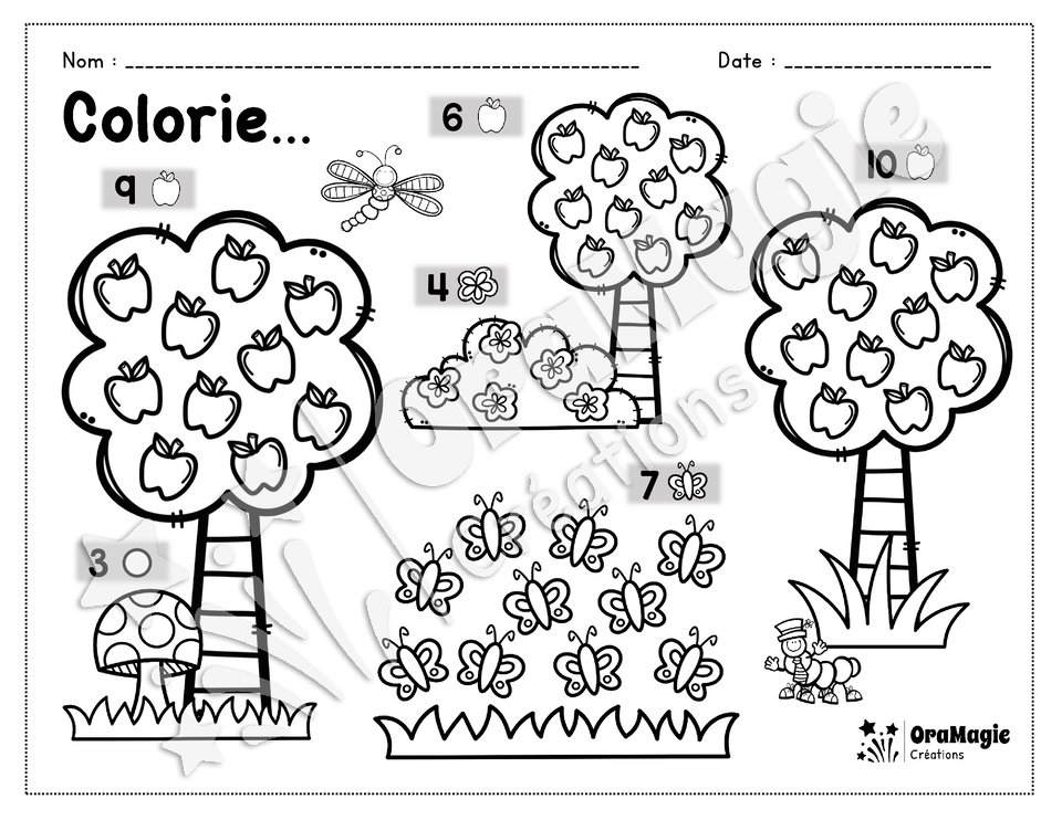 Coloriage 1 à 10 - Dénombrement - Les pommes - Présco 1re année - Gratuit.pdf