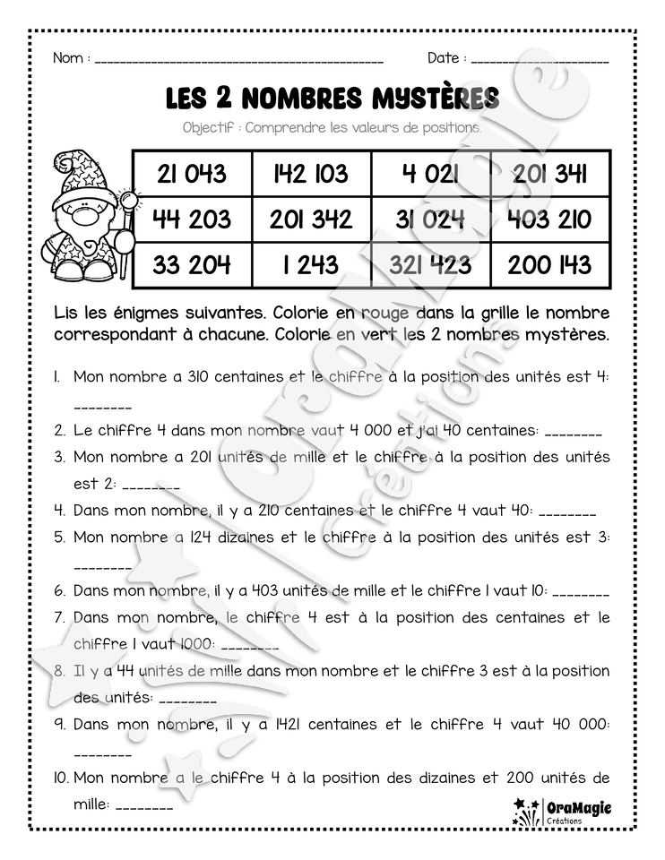 Les 2 nombres mystères - Le magicien - Valeurs de positions - 5e et 6e année.pdf