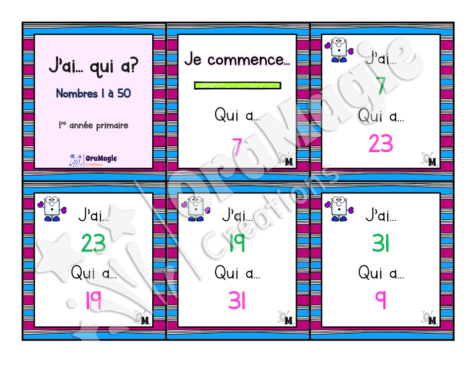 J'ai... qui a - Nombres 1 à 50 - 1re année - 3$.pdf