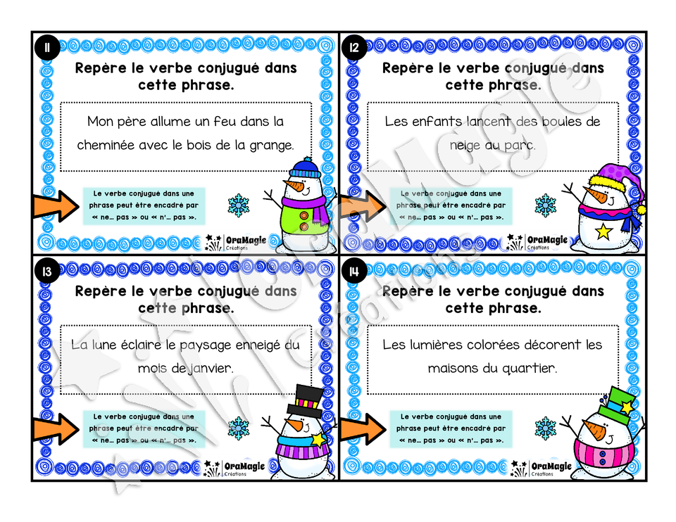 Cartes à tâches - À la recherche du verbe