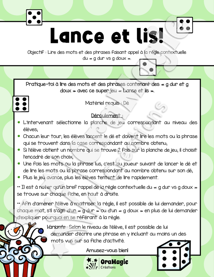 Lance et lis - Décodage de mots et phrases - Règle contextuelle g dur vs g doux - Langage écrit.pdf