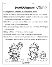 Compréhension de lecture - Lis et colorie - St-Valentin - DinAMOURosaure - 2e année - 2$.pdf