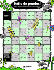 Défis de pandas! Serpents et échelles - Additions simples max 10 - 1re année.pdf