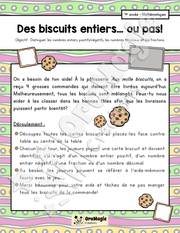Des biscuits entiers... ou pas - Nombres entiers positifs, négatifs, décimaux et fractions - 4e année.pdf