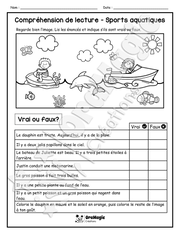 Compréhension de lecture - VRAI OU FAUX - Sports aquatiques - 1re année - 3$.pdf