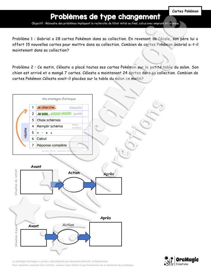 Problèmes de type changement simple - Calcul avec emprunt et retenue - Cartes Pokémon - 3$.pdf