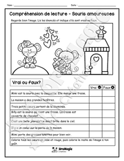 Compréhension de lecture - VRAI OU FAUX - Souris amoureuses - 1re année.pdf