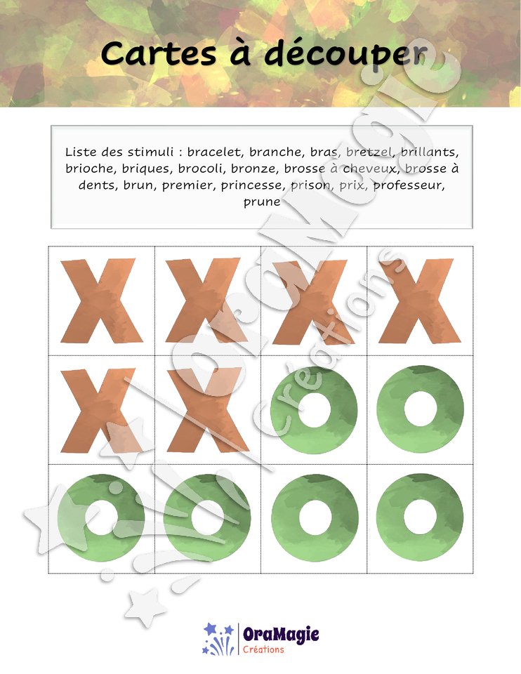 Tic-tac-toe groupes consonantiques -pr-br-