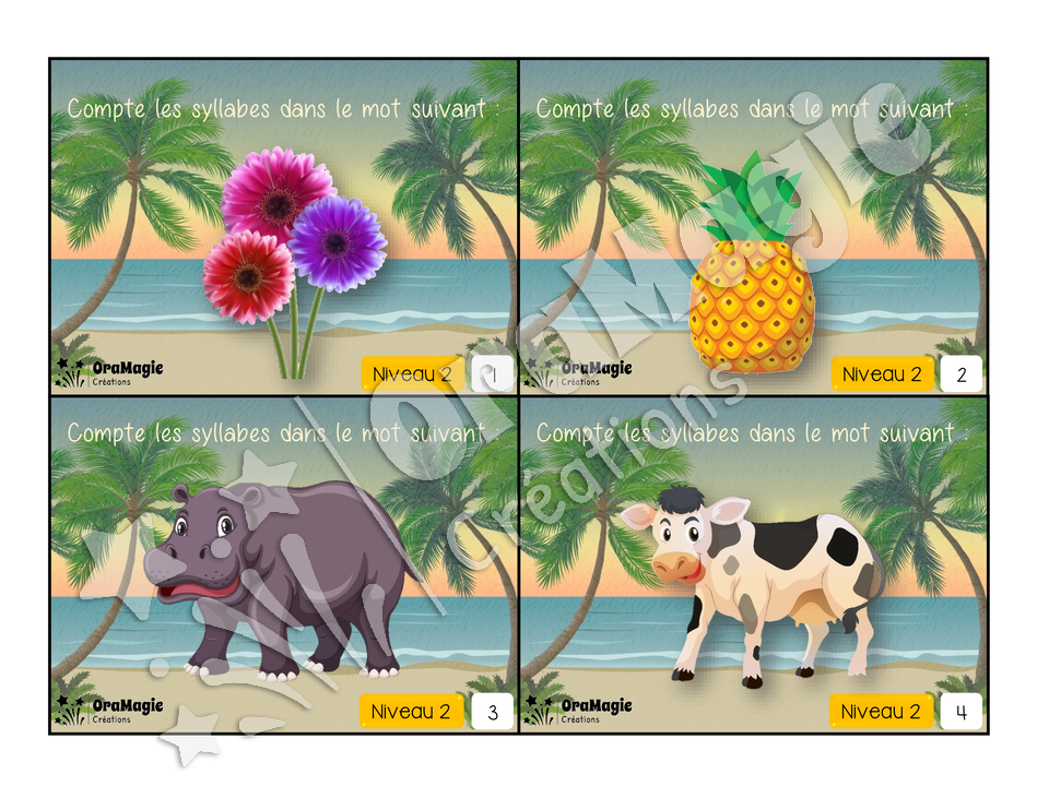 Cartes à tâches - Segmentation syllabique niveau 2