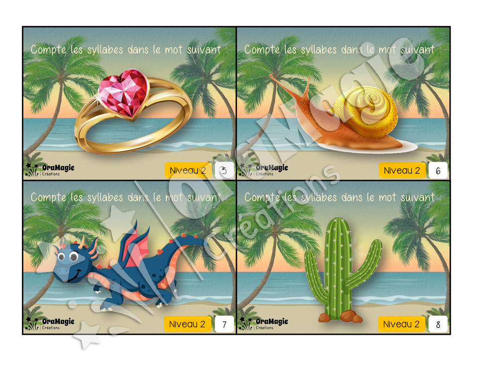 Cartes à tâches - Segmentation syllabique niveau 2