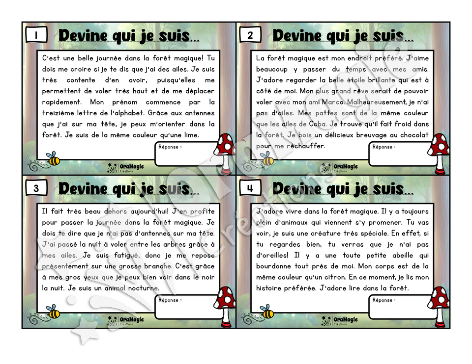 La forêt magique - Compréhension de lecture
