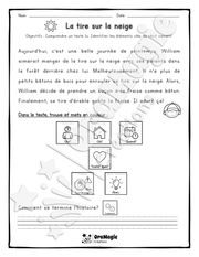 Compréhension de lecture et du récit 1re année - La tire sur la neige.pdf
