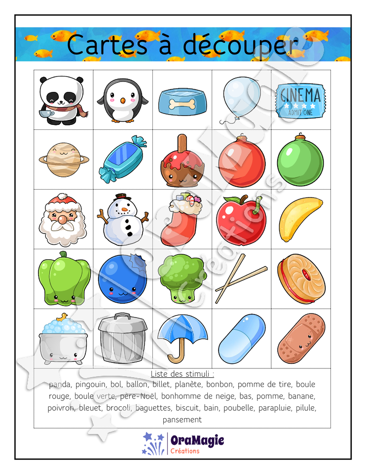 Bingo des sons -p-b- position initiale