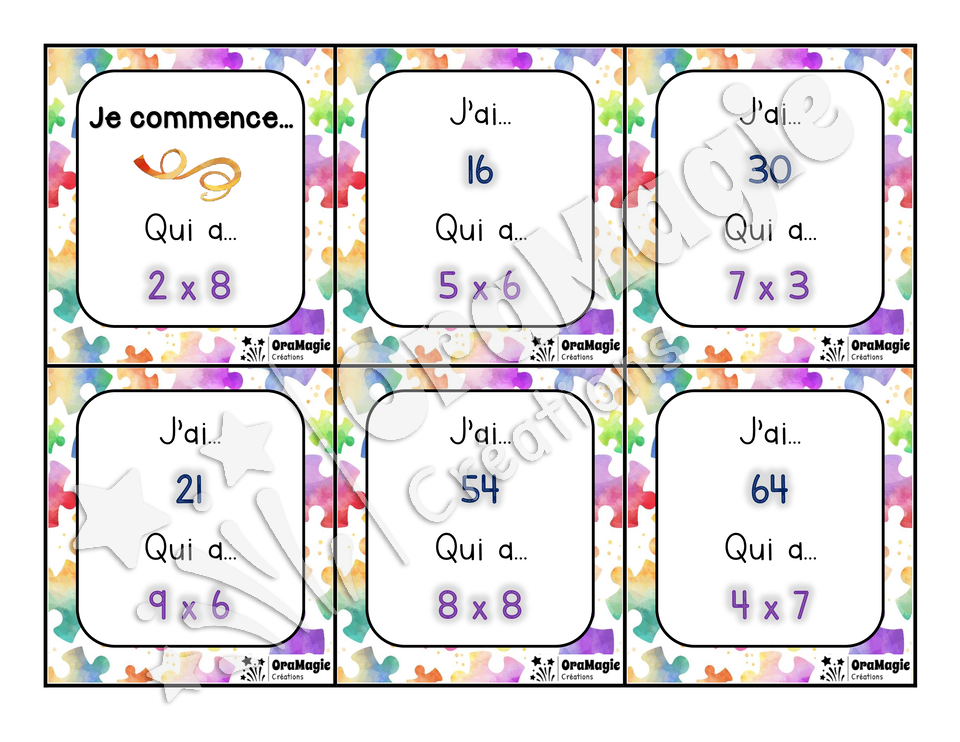 J'ai... Qui a - Multiplications 2 à 12