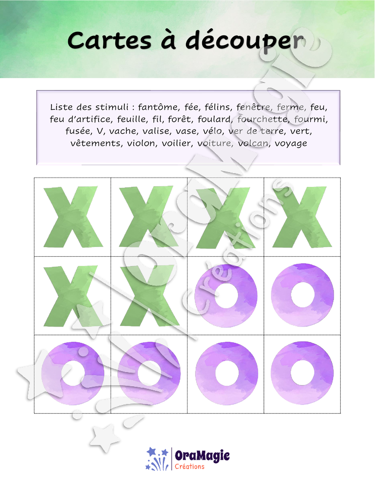 Tic-tac-toe des sons -f-v- position initiale