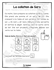 Compréhension de lecture et du récit 1re année - La collation de Sara.pdf