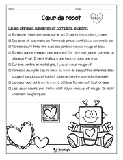 Compréhension de lecture - Lis et colorie - St-Valentin - Coeur de robot - 2e année 2$.pdf