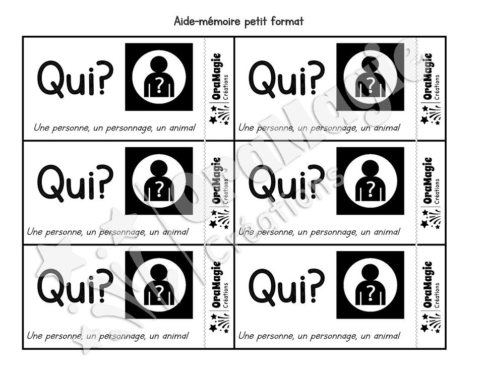 Affiche et aide-mémoire QUI - Pronom interrogatif