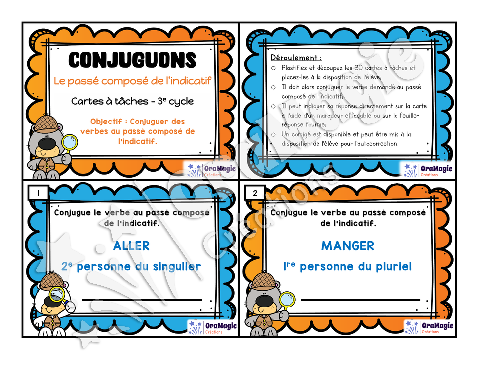 Cartes à tâches - Conjuguons - Le passé composé - 5e et 6e année.pdf