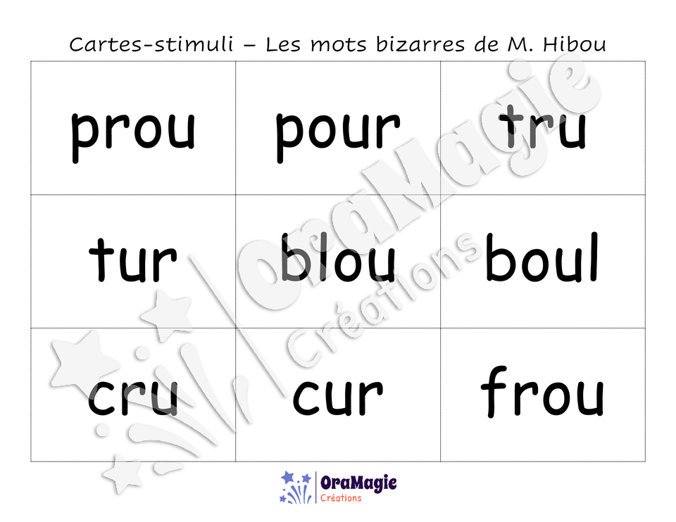 Confusions U-OU - Niveau 2 - Les mots bizarres de Monsieur Hibou