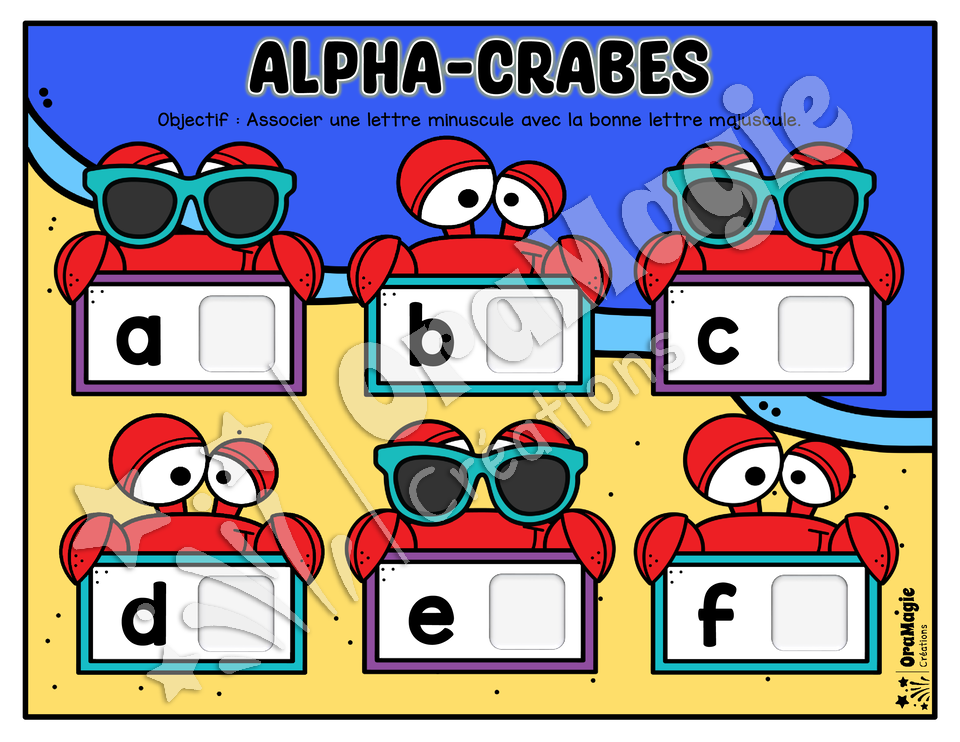 Alpha-crabes - Association majuscule-minuscule
