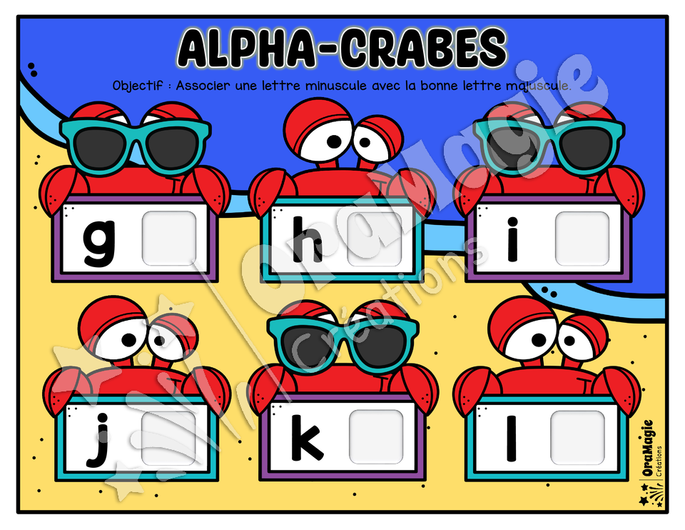 Alpha-crabes - Association majuscule-minuscule