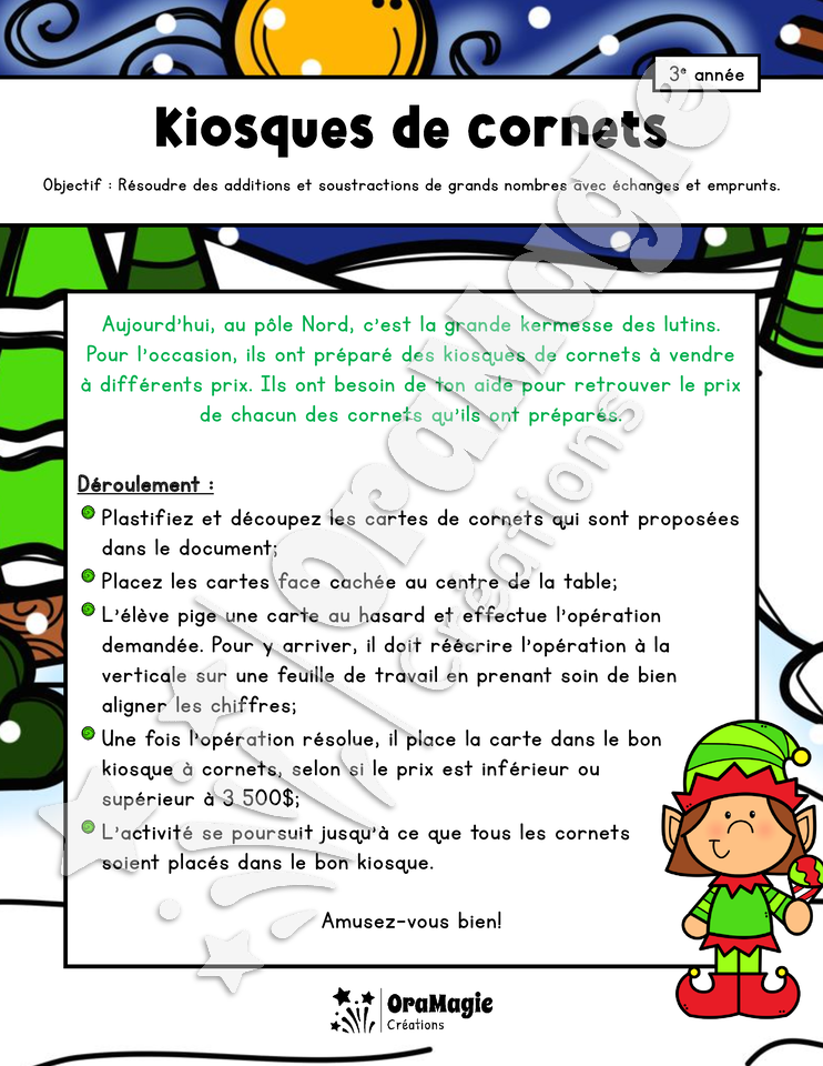 Kiosques de cornets - Additions et soustractions de grands nombres - 3e année - 5$.pdf