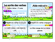 Cartes à tâches - La sortie des verbes  - Repérer le verbe conjugué dans une phrase - 1re année.pdf