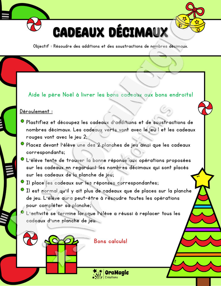 Cadeaux décimaux - Additions et soustractions nombres décimaux - 3e année.pdf