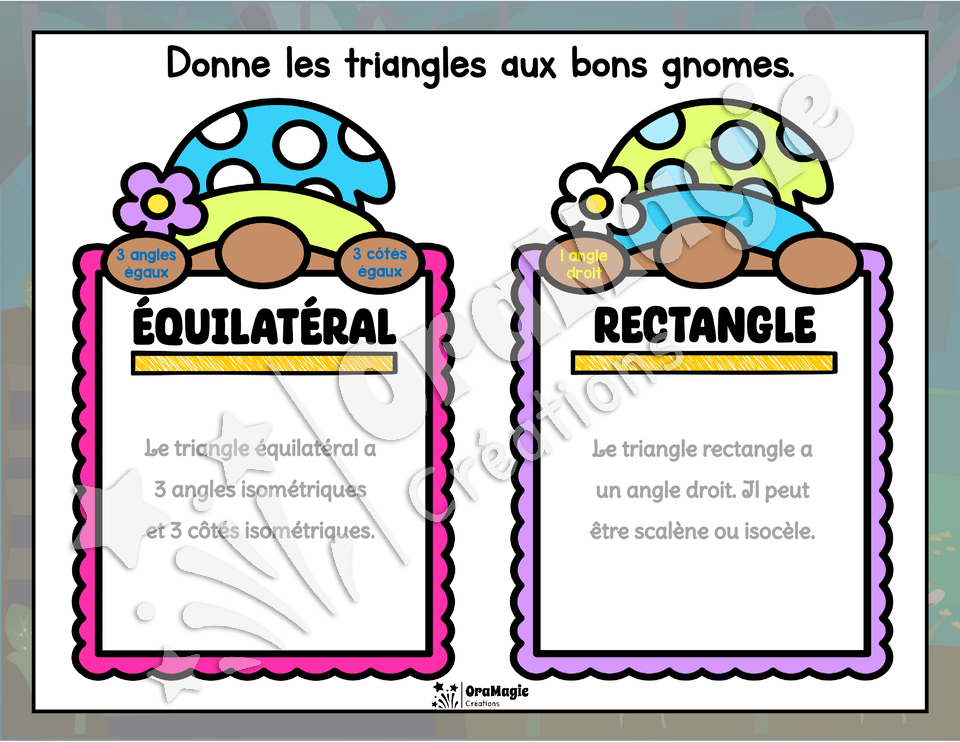 Les triangles des gnomes - Types de triangles