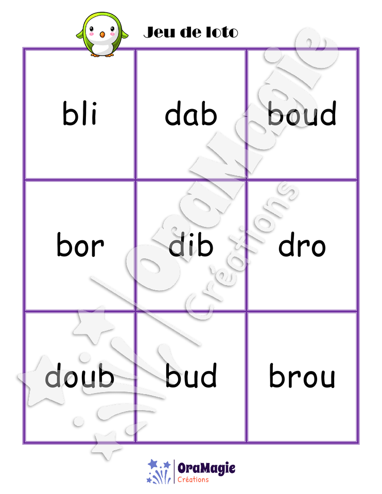 Confusions B-D - Niveau 2 - Jeu de loto