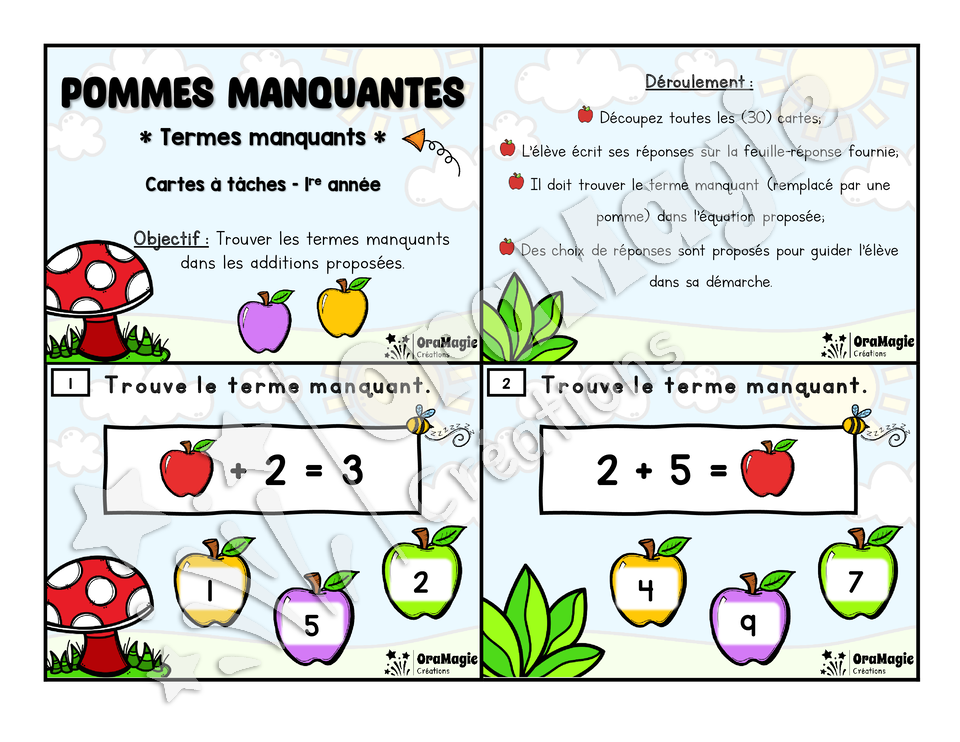 Cartes à tâches - Pommes manquantes - 1re année - Mathématiques 6$.pdf