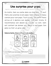 Compréhension de lecture et du récit 1re année - Une surprise pour papa.pdf