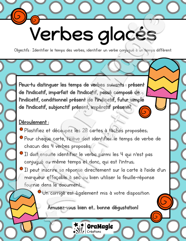 Verbes glacés - Atelier sur les temps de verbes - Trouver l'intrus - 5e et 6e années - 4$.pdf