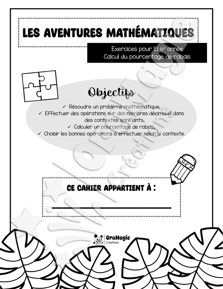 Les aventures mathématiques - Cahier d'exercices - Calculer un pourcentage de rabais - 6e année.pdf