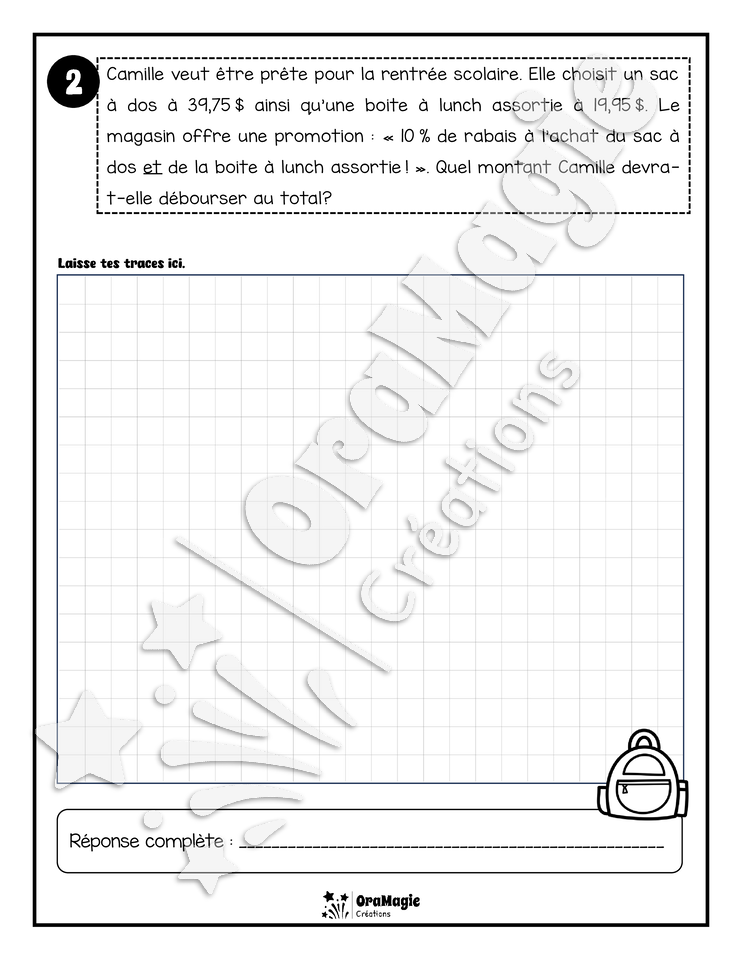Les aventures mathématiques - Cahier d'exercices - Calculer un pourcentage de rabais