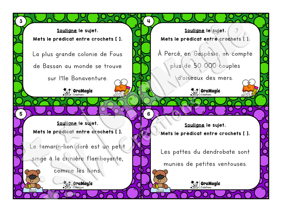 Cartes à tâches - Repère les constituants