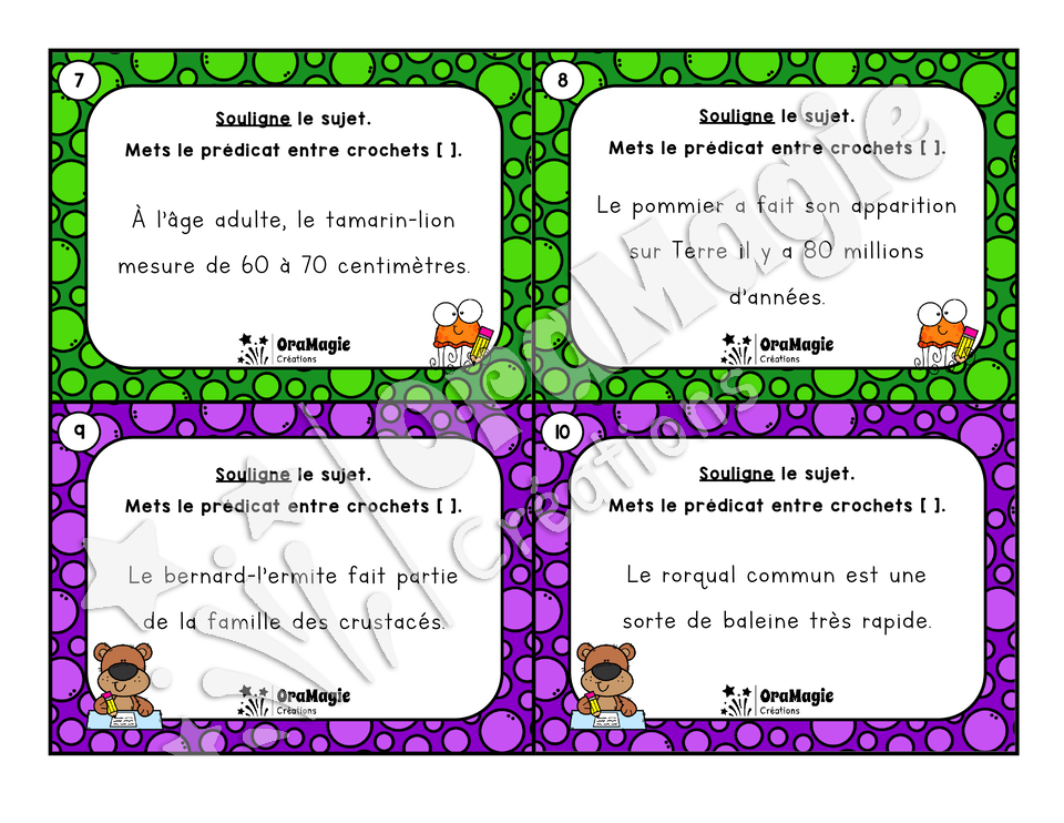 Cartes à tâches - Repère les constituants
