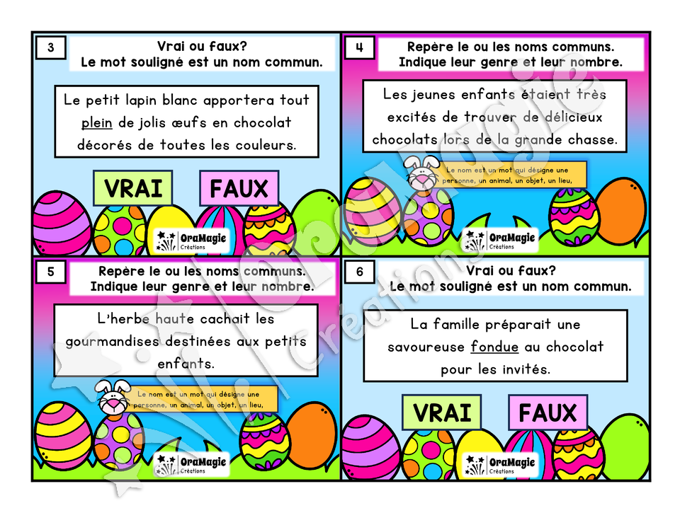 Cartes à tâches - Chasse aux noms - 4e année