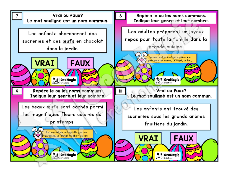 Cartes à tâches - Chasse aux noms - 4e année