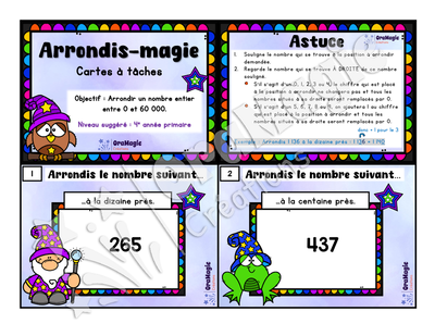 Cartes à tâches - Arrondis-magie - 4e année