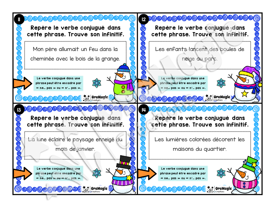Cartes à tâches - À la recherche du verbe